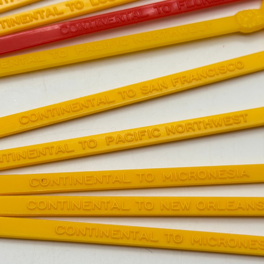 VTG Continental Airlines Swizzle Sticks Lot 11 Plastic Drink Stirrers Tiki - Picture 8 of 12